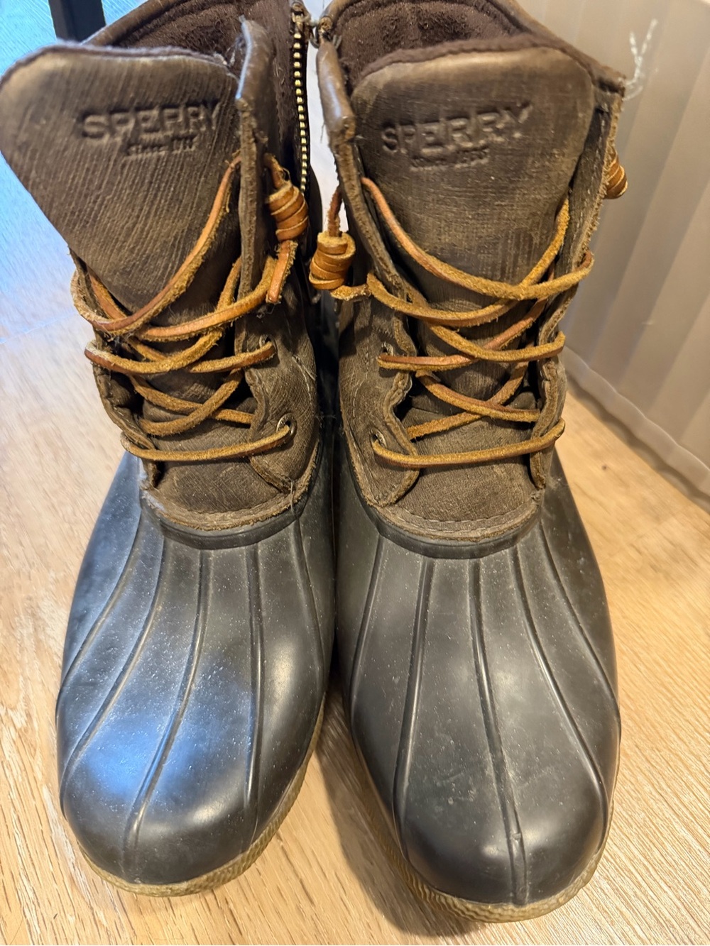 Sperry Brown and Black Waterproof Lace-Up Duck Boots